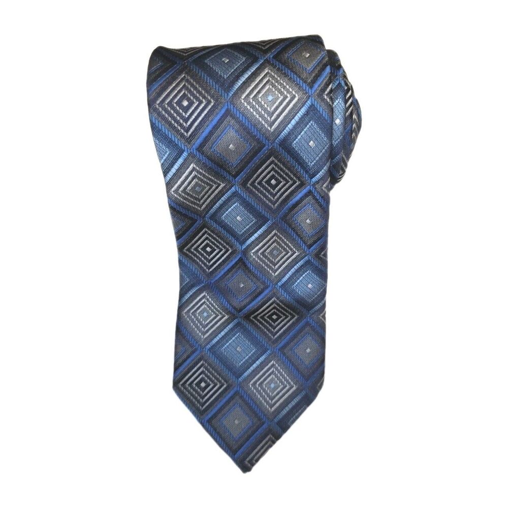 Pierre Cardin Hand Made 100% Polyester Men’s Tie Blue Silver 58.5" L 3.25" W
